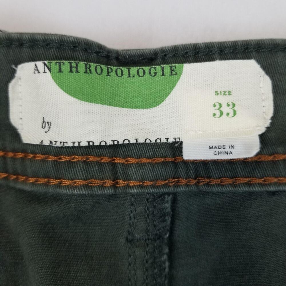 Anthropologie Pants Womens 33 Olive Green Utility Chino with Paisley Scarf Belt - Picture 5 of 10
